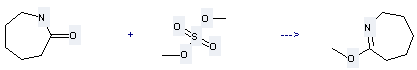 2H-Azepine,3,4,5,6-tetrahydro-7-methoxy can be prepared by Azepan-2-one and Sulfuric acid dimethyl ester.